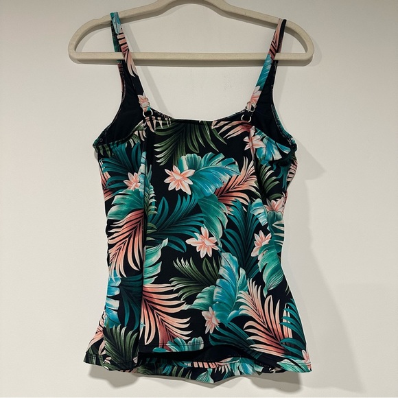 Lands' End Size 12 Wrap Underwire Tankini Top Swimsuit Tropical Palms - Picture 2 of 4